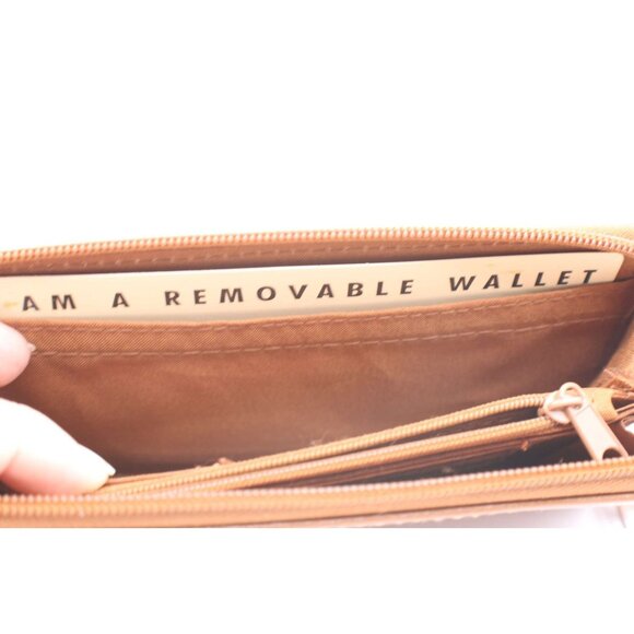 Brown Vinyl Tan Zip Around Wallet Removable Card Holder Organizer NEW Vintage - Picture 5 of 10